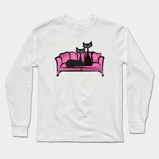 Atomic Kitties Relaxing on a Vintage Styled Sofa Long Sleeve T-Shirt